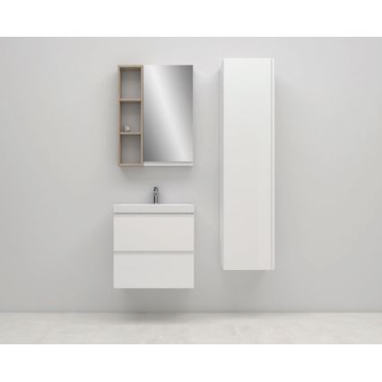 Cersanit S801-223-DSM - Závěsná koupelnová skříňka s umyvadlem MEDDIE 62x60 cm lesklá bílá