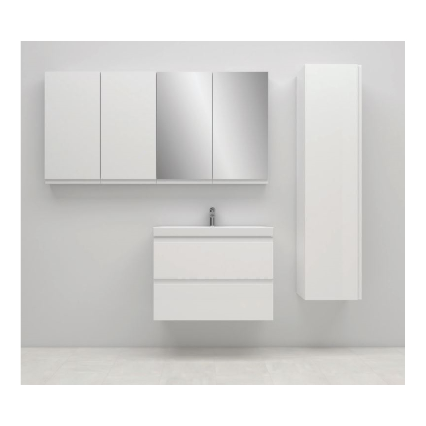 Cersanit S801-225-DSM - Závěsná koupelnová skříňka s umyvadlem MEDA SLIM 62x80 cm lesklá bílá