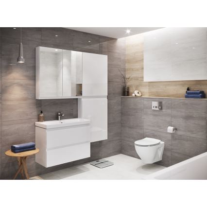 Cersanit S801-225-DSM - Závěsná koupelnová skříňka s umyvadlem MEDA SLIM 62x80 cm lesklá bílá
