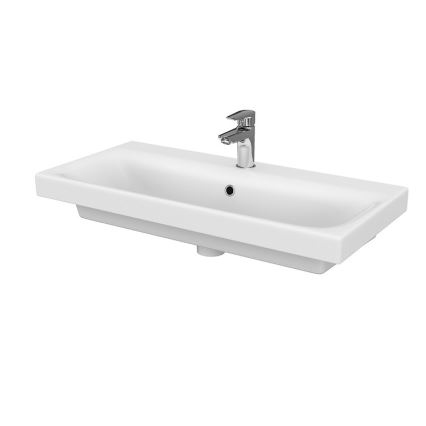 Cersanit S801-225-DSM - Závěsná koupelnová skříňka s umyvadlem MEDA SLIM 62x80 cm lesklá bílá