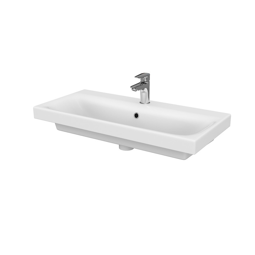 Cersanit S801-225-DSM - Závěsná koupelnová skříňka s umyvadlem MEDA SLIM 62x80 cm lesklá bílá