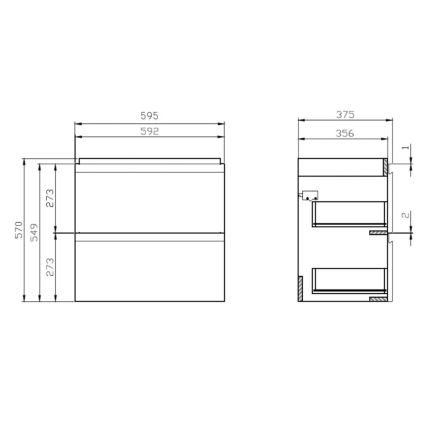 Cersanit S801-227-DSM - Závěsná koupelnová skříňka s umyvadlem MEDA SLIM 62x60 cm lesklá bílá