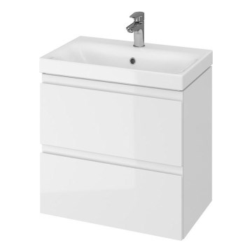 Cersanit S801-227-DSM - Závěsná koupelnová skříňka s umyvadlem MEDA SLIM 62x60 cm lesklá bílá
