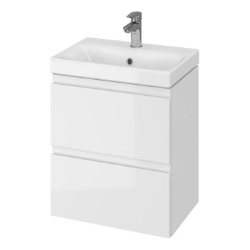 Cersanit S801-229-DSM - Závěsná koupelnová skříňka s umyvadlem MEDA SLIM 62x50 cm lesklá bílá