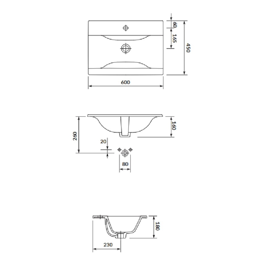 Cersanit S801-309-DSM- Závěsná koupelnová skříňka s umyvadlem NIKO 60x45 cm bílá
