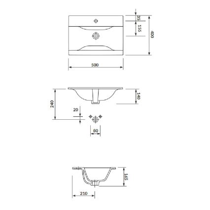 Cersanit S801-456 - Závěsná koupelnová skříňka s umyvadlem NIKO 50x40 cm bílá