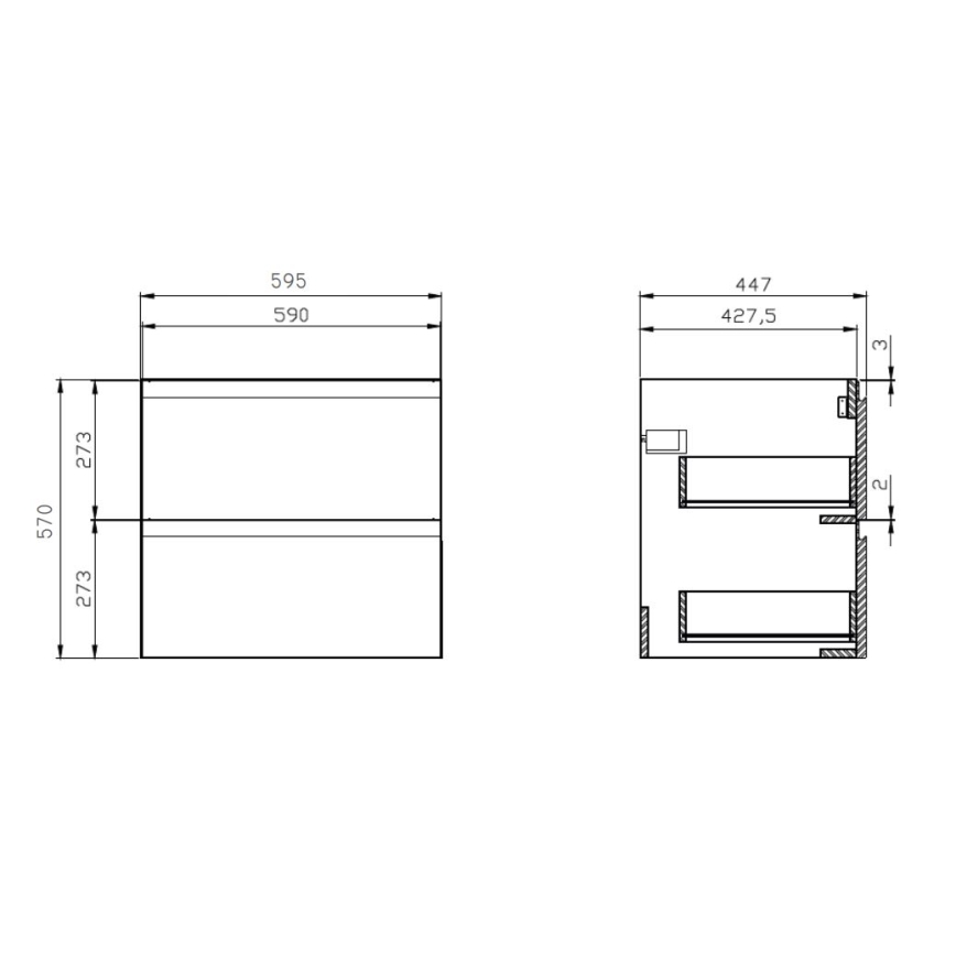 Cersanit S929-010 - Závěsná koupelnová skříňka pod umyvadlo MODUO 59,5x44,7 cm lesklá bílá