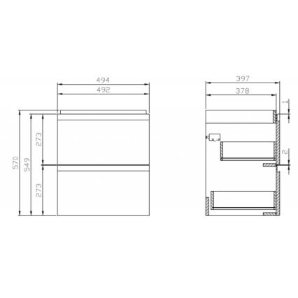 Cersanit S929-012 - Závěsná koupelnová skříňka pod umyvadlo MODUO 49,4x39,7 cm lesklá bílá