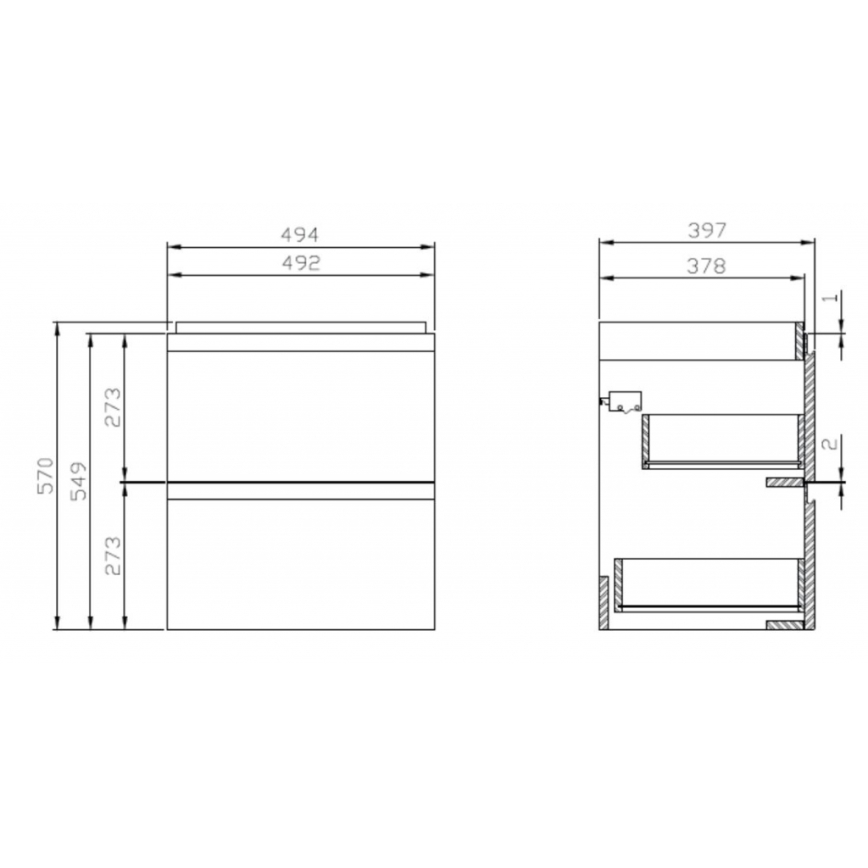 Cersanit S929-012 - Závěsná koupelnová skříňka pod umyvadlo MODUO 49,4x39,7 cm lesklá bílá