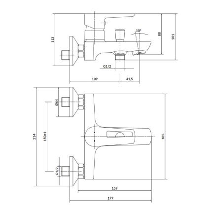 Cersanit S951-006 - Vanová baterie MILLE lesklý chrom