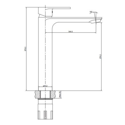 Cersanit S951-332 - Umyvadlová baterie CREA 27,4 cm černá