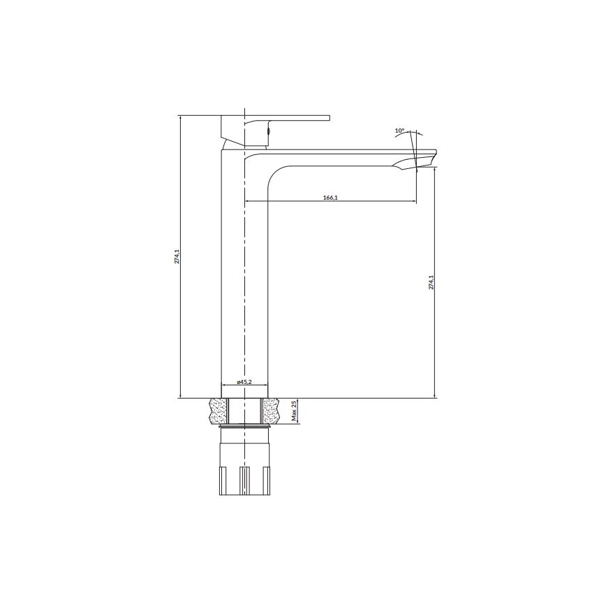 Cersanit S951-332 - Umyvadlová baterie CREA 27,4 cm černá