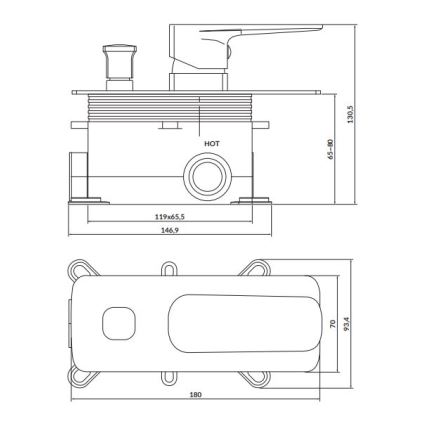 Cersanit S951-374 - Sprchová baterie pro podomítkovou instalaci LARGA lesklý chrom
