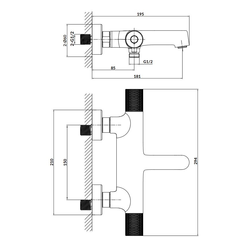 Cersanit S951-566 - Termostatická vanová baterie ZEN černá
