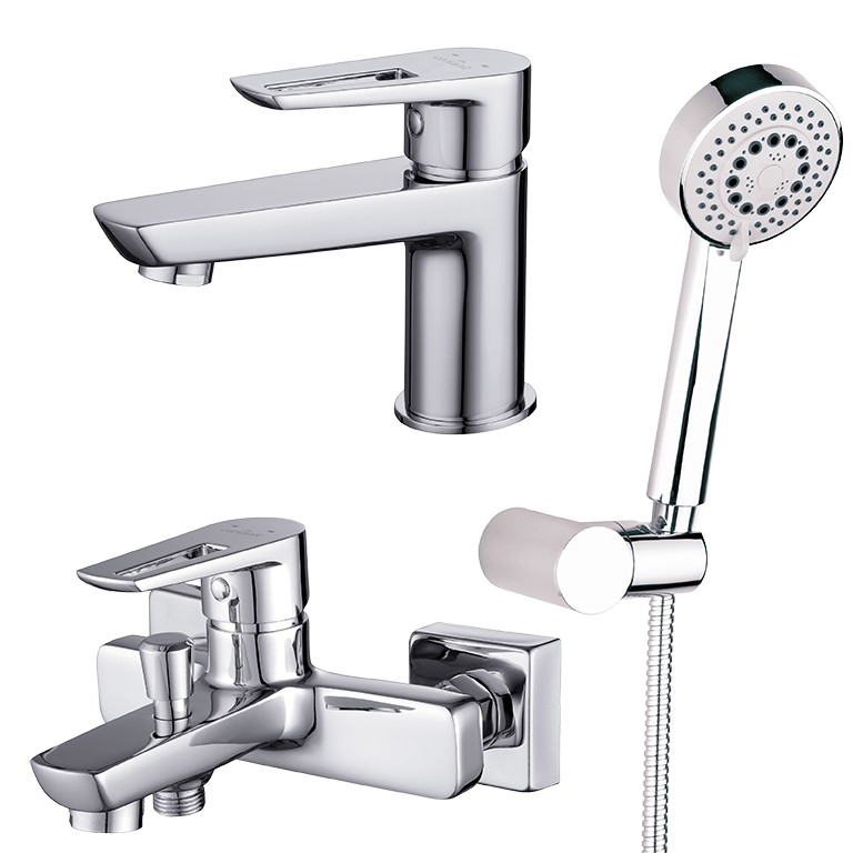 Cersanit S952-003 -Vanová sada s baterií + umyvadlová baterie MILLE lesklý chrom