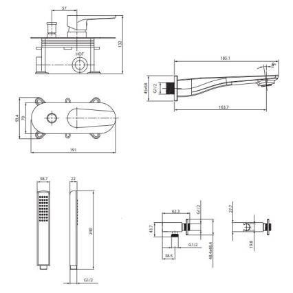Cersanit S952-036 - Vanová sada s podomítkovou baterií CITY lesklý chrom