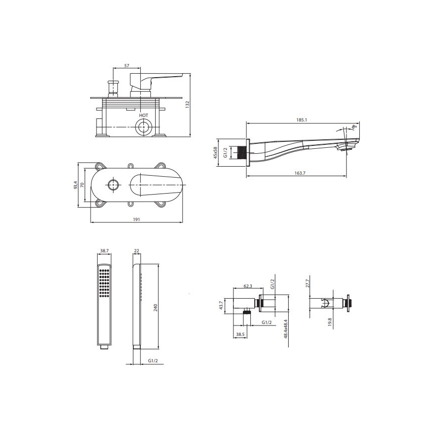 Cersanit S952-036 - Vanová sada s podomítkovou baterií CITY lesklý chrom
