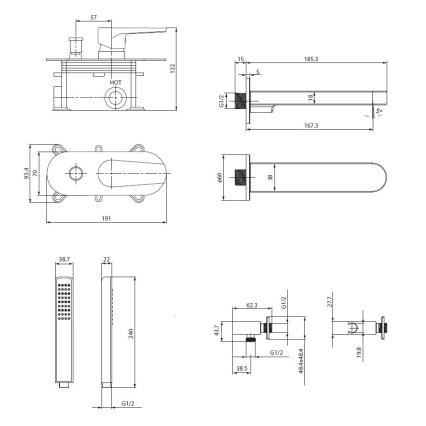 Cersanit S952-040 - Vanová sada s podomítkovou baterií MODUO lesklý chrom