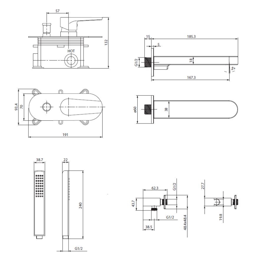 Cersanit S952-040 - Vanová sada s podomítkovou baterií MODUO lesklý chrom