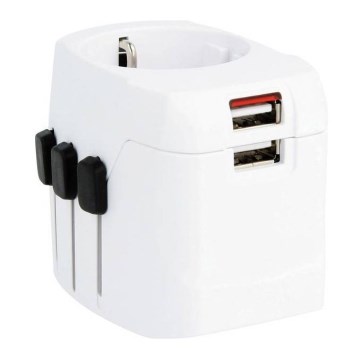 Cestovní adaptér pro UK, USA, Austrálii a Čínu 230V + 2x USB port
