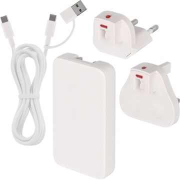 Cestovní adaptér s výměnnými nástavci USB GaN 100-250V