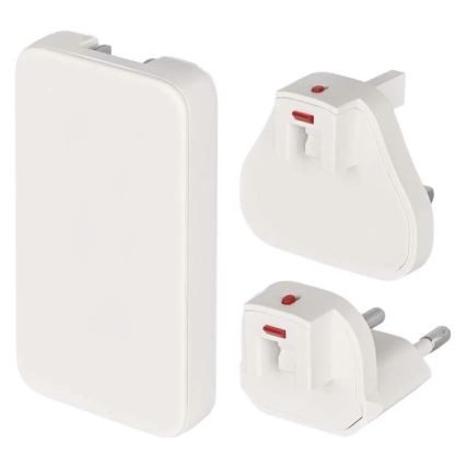 Cestovní adaptér s výměnnými nástavci USB GaN 100-250V