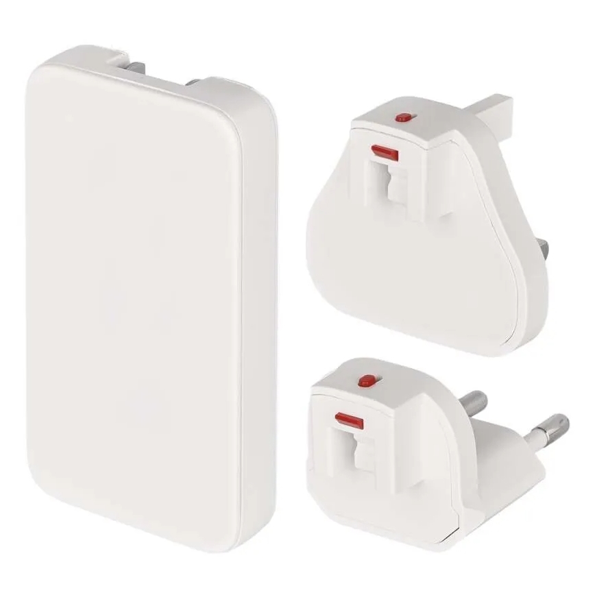 Cestovní adaptér s výměnnými nástavci USB GaN 100-250V