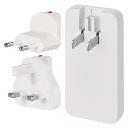 Cestovní adaptér s výměnnými nástavci USB GaN 100-250V
