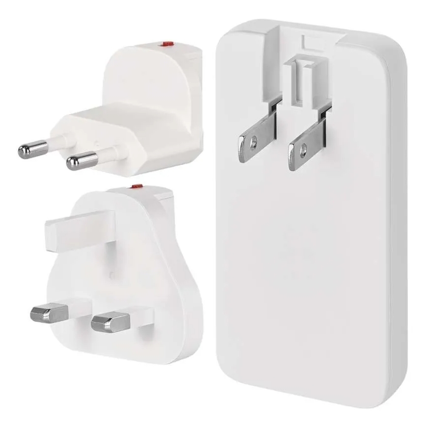 Cestovní adaptér s výměnnými nástavci USB GaN 100-250V