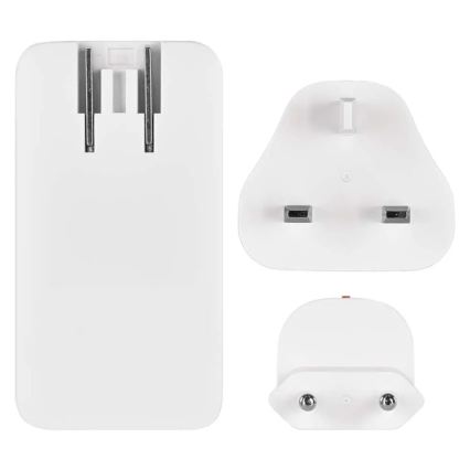 Cestovní adaptér s výměnnými nástavci USB GaN 100-250V
