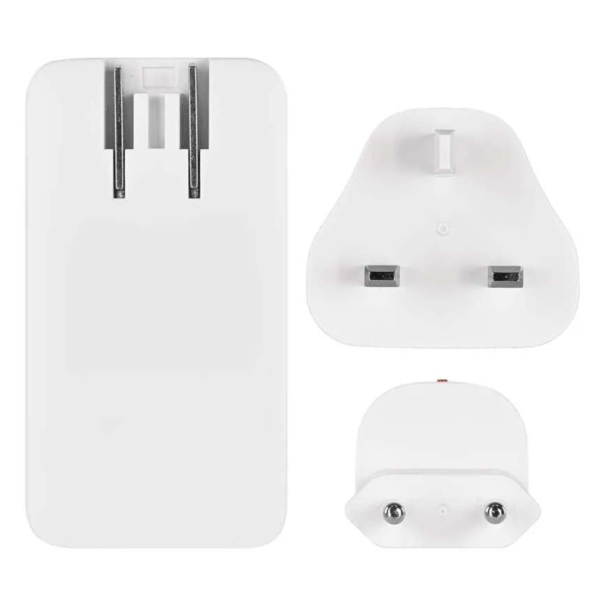 Cestovní adaptér s výměnnými nástavci USB GaN 100-250V