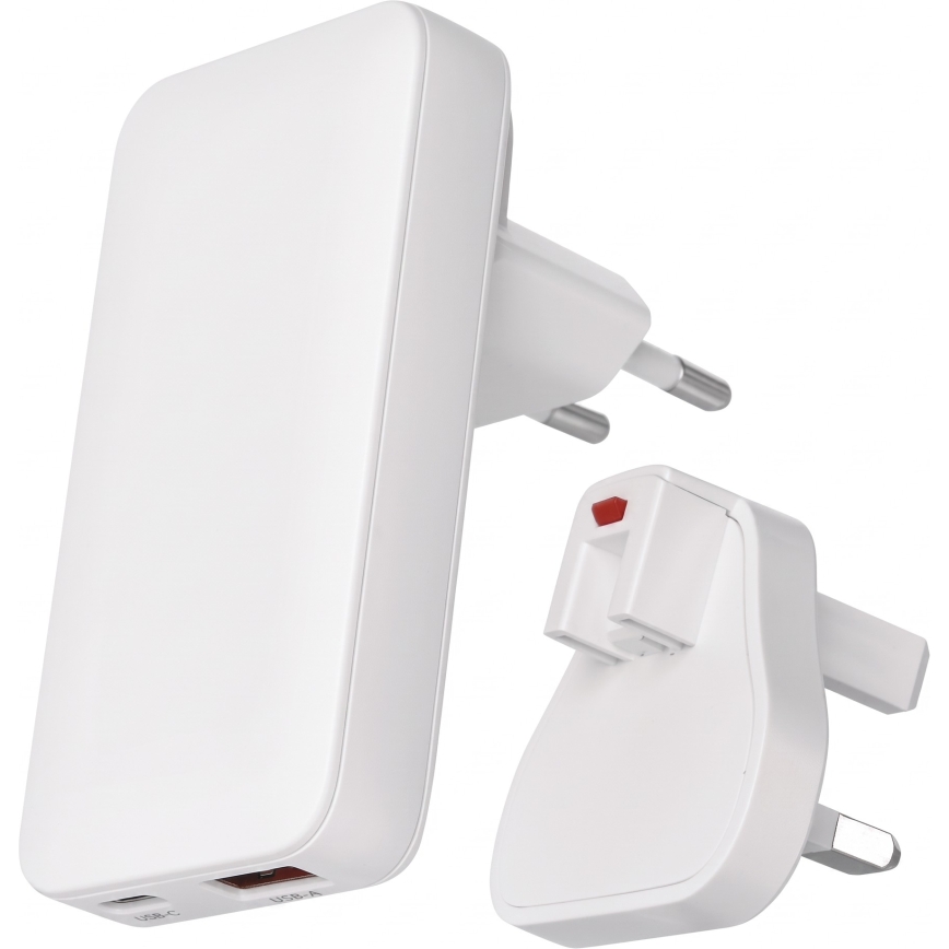 Cestovní adaptér s výměnnými nástavci USB GaN 100-250V