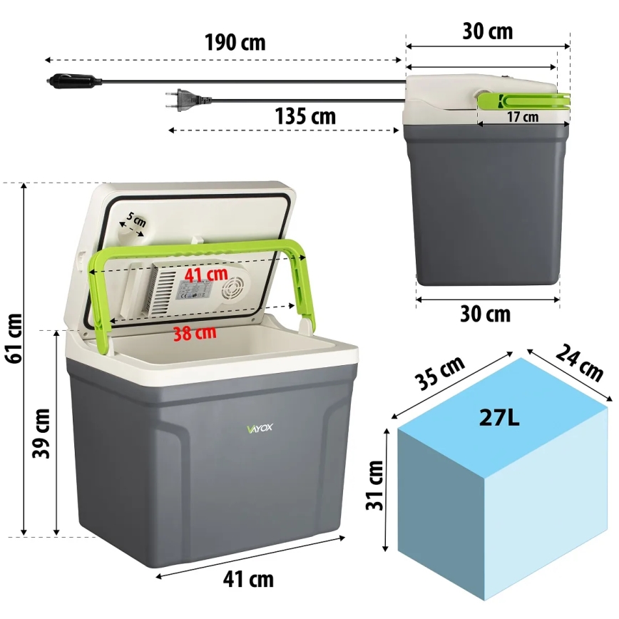 Cestovní lednička s funkcí ohřevu 27 l 230V/12V/24V šedá