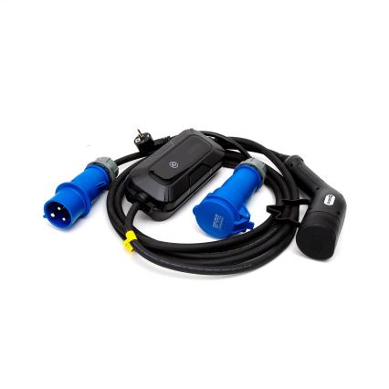 Cestovní nabíjecí stanice pro elektromobily EV/PHEV AC Type 2 32A/230V 7,4kW IP55 5m + adaptér 230V 3,7kW + pouzdro
