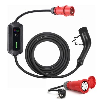 Cestovní nabíjecí stanice pro elektromobily EV/PHEV AC Type 2 16A/400V 22kW IP55 7m + adaptér 230V 3,7kW + pouzdro