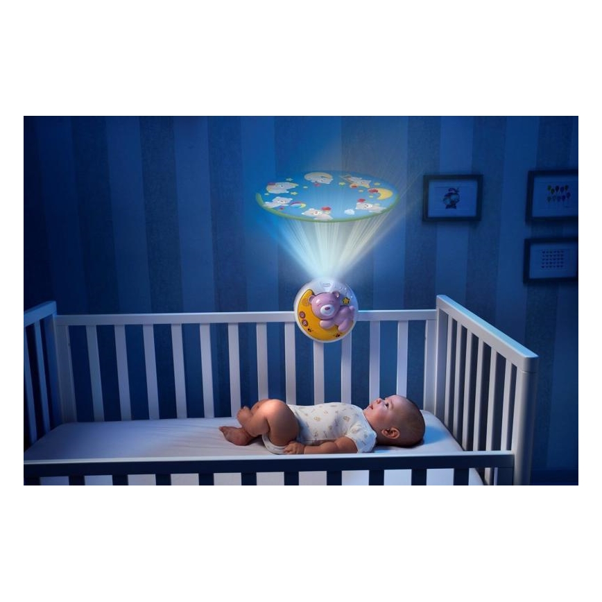 Chicco - Projektor nad postýlku s melodií 3v1 NEXT2MOON růžová