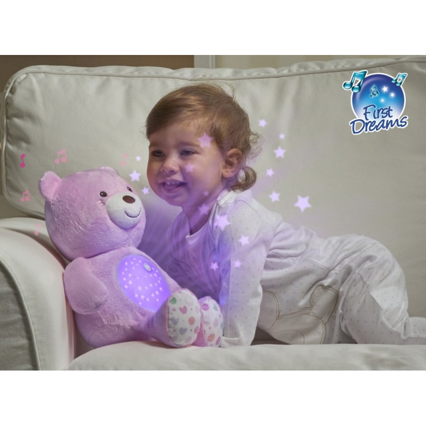 Chicco - Projektor s melodií BABY BEAR 3xAAA růžová