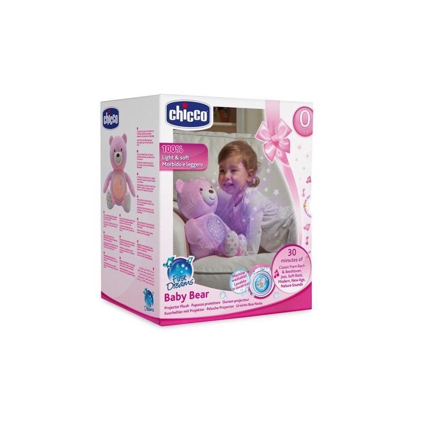Chicco - Projektor s melodií BABY BEAR 3xAAA růžová