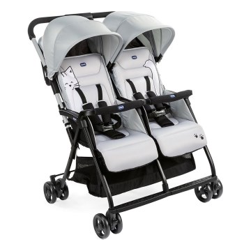 Chicco - Sportovní kočárek pro dvojčata OHLALA TWIN Silver Cat stříbrná