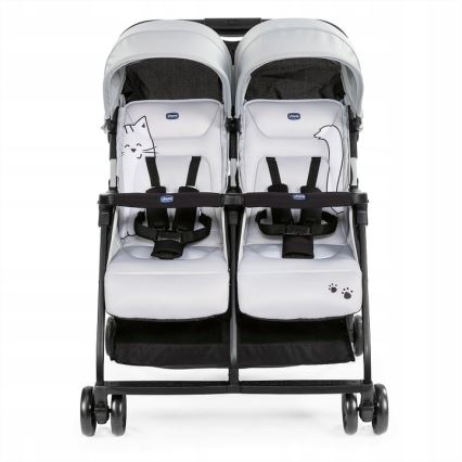 Chicco - Sportovní kočárek pro dvojčata OHLALA TWIN Silver Cat stříbrná