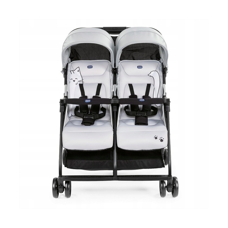 Chicco - Sportovní kočárek pro dvojčata OHLALA TWIN Silver Cat stříbrná