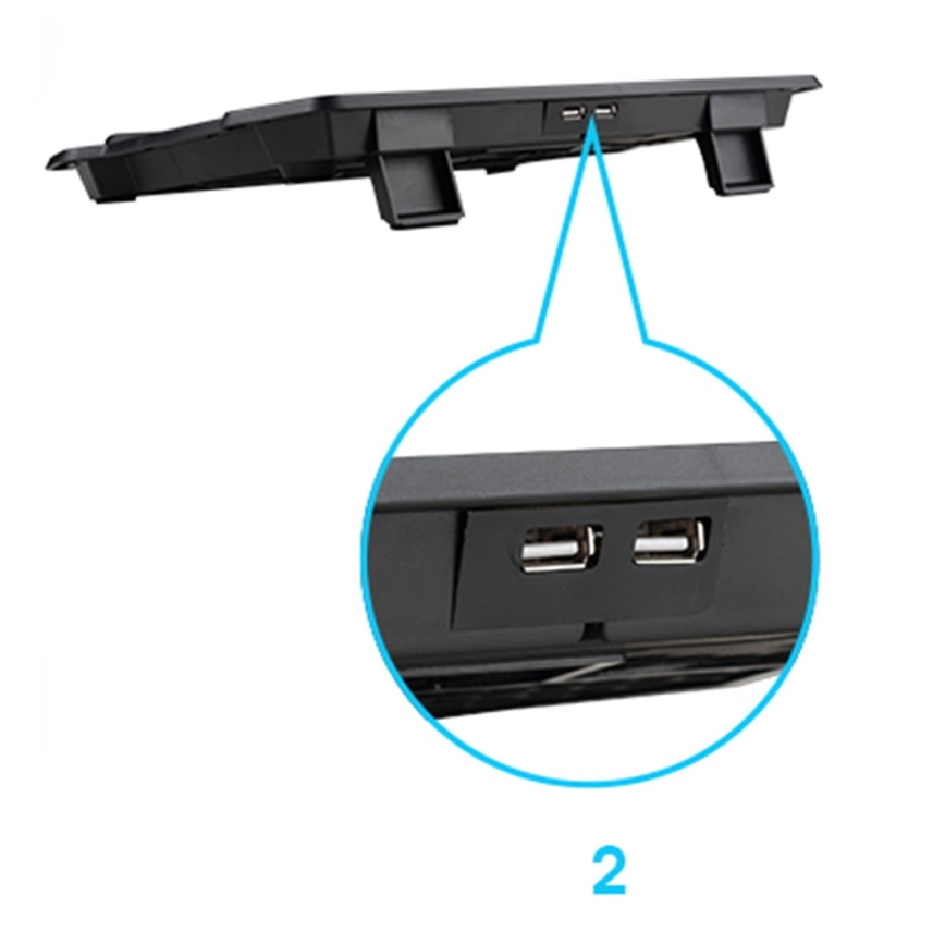 Chladící podložka pro notebook 2x ventilátor 2xUSB černá