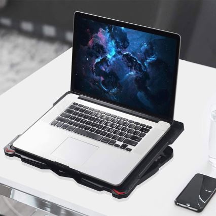 Chladící podložka pro notebook 5x ventilátor 2xUSB černá