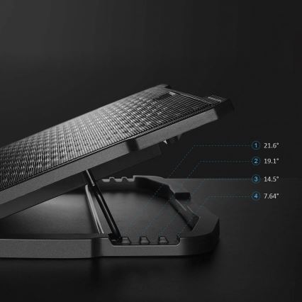 Chladící podložka pro notebook 5x ventilátor 2xUSB černá