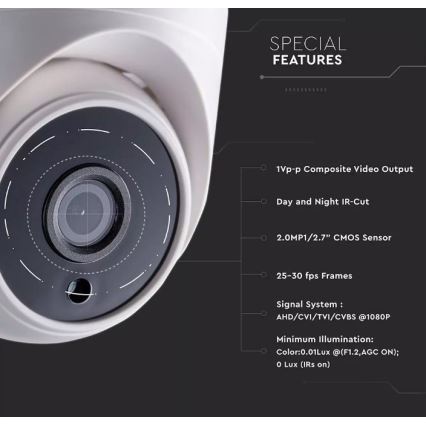 Chytrá bezpečnostní kamera LED/3W/12V 1080p