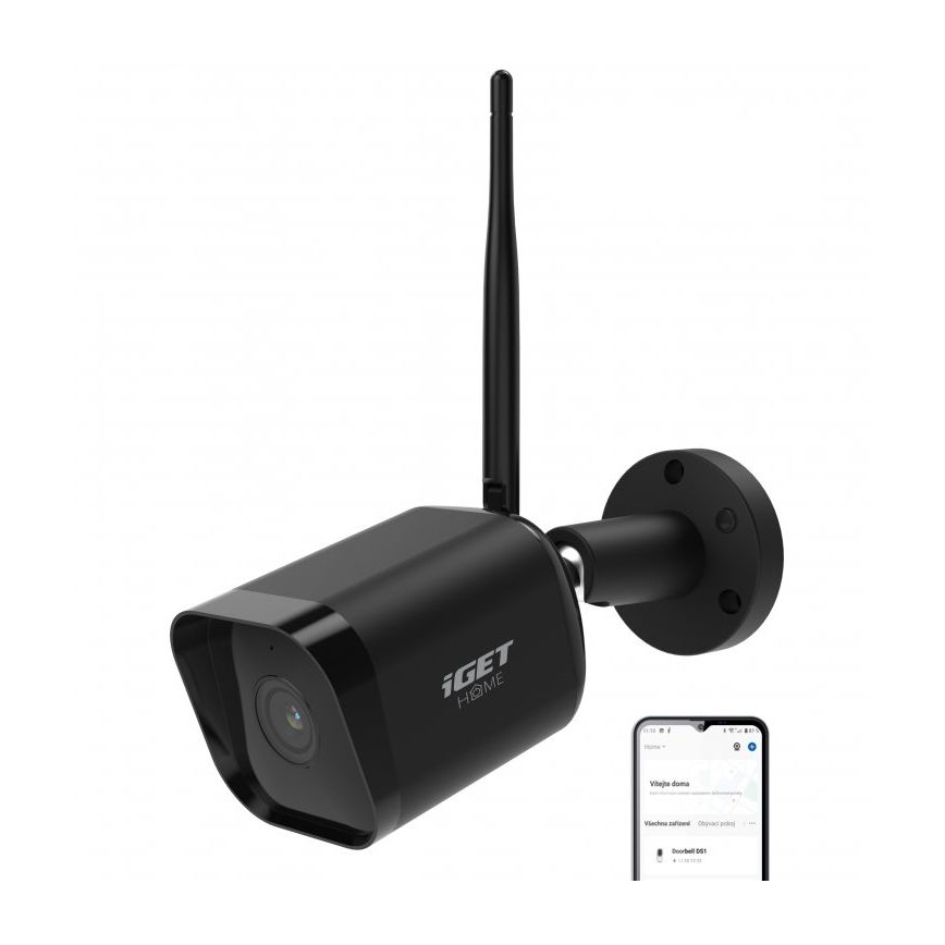 Chytrá venkovní kamera se senzorem Full HD 1080p 12V IP65 Wi-Fi Tuya černá