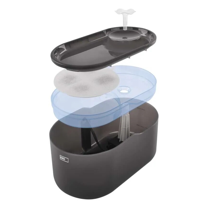 Chytrá vodní fontána pro domácí mazlíčky 2,6 l/5V šedá Wi-Fi