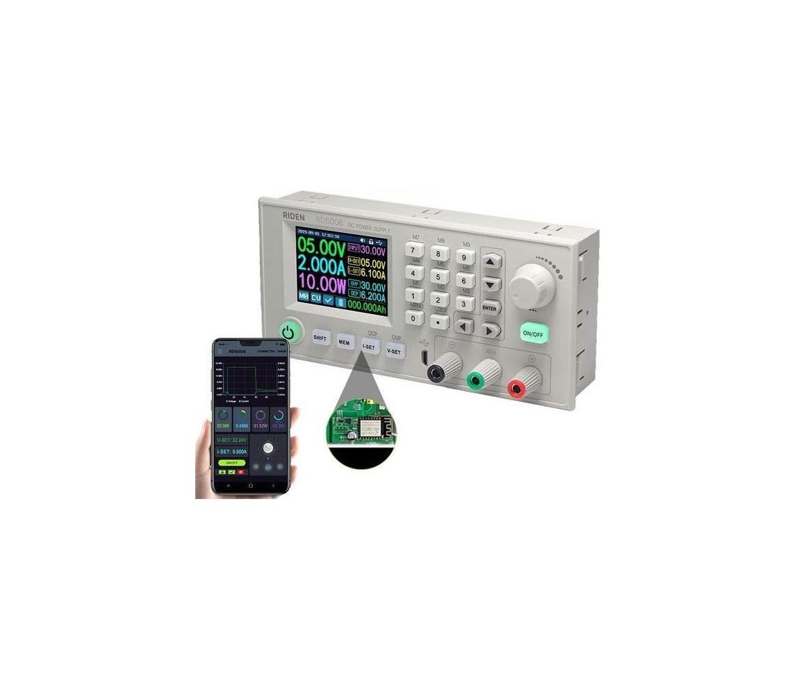 Hadex Chytrý laboratorní zdroj 0–60V/0–10A Wi-Fi HD0418