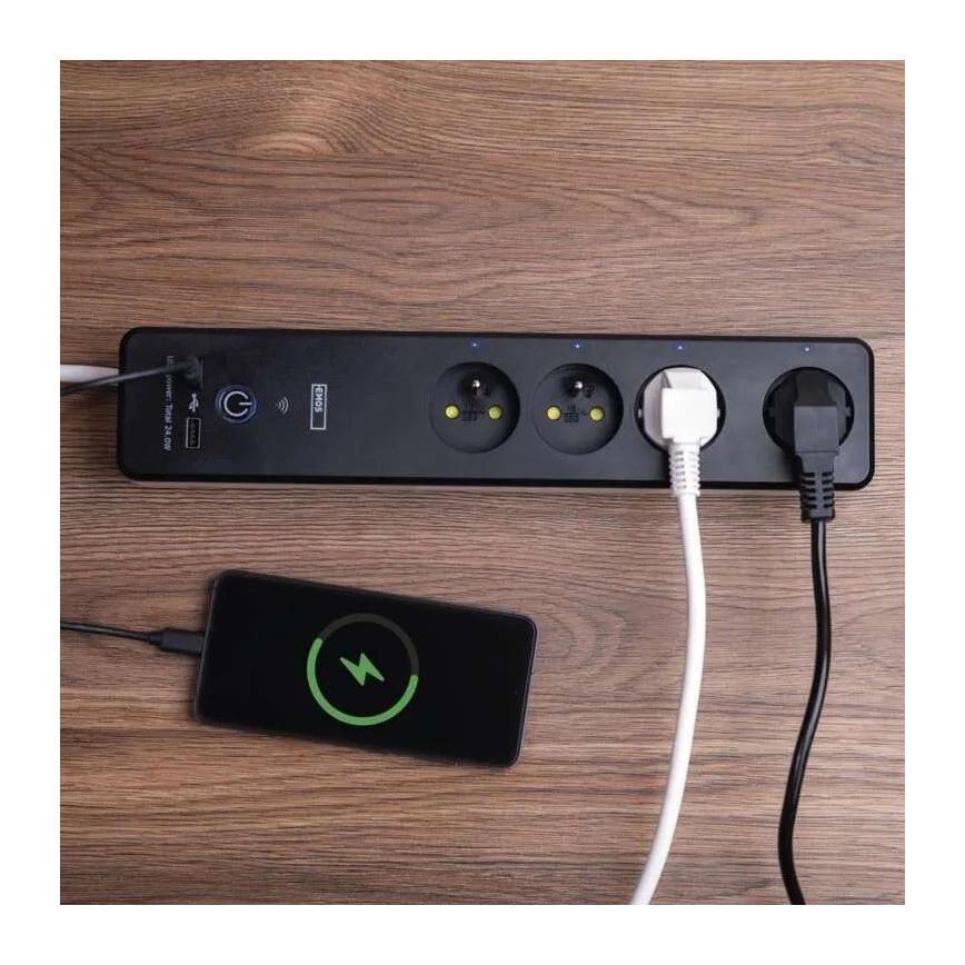 Chytrý prodlužovací kabel s vypínačem GoSmart 4Z + 1xUSB-A + 1xUSB-C 2 m Wi-Fi Tuya