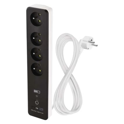 Chytrý prodlužovací kabel s vypínačem GoSmart 4Z + 1xUSB-A + 1xUSB-C 2 m Wi-Fi Tuya